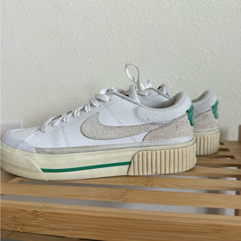 Nike Court Legacy Lift White and Green Sneakers